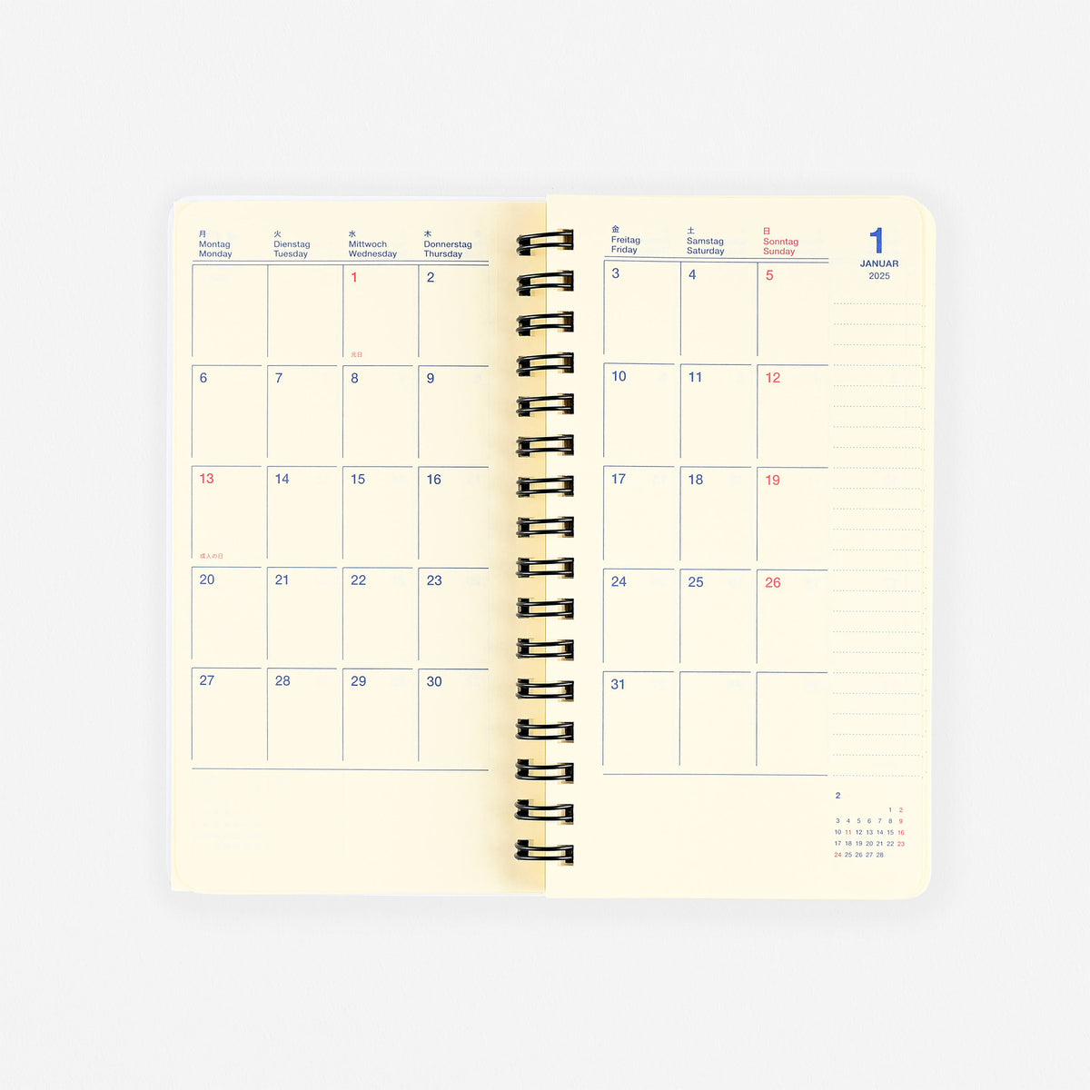 Delfonics Rollbahn 2025 Chance Slim Monthly Planner | White, Black Or Light Blue