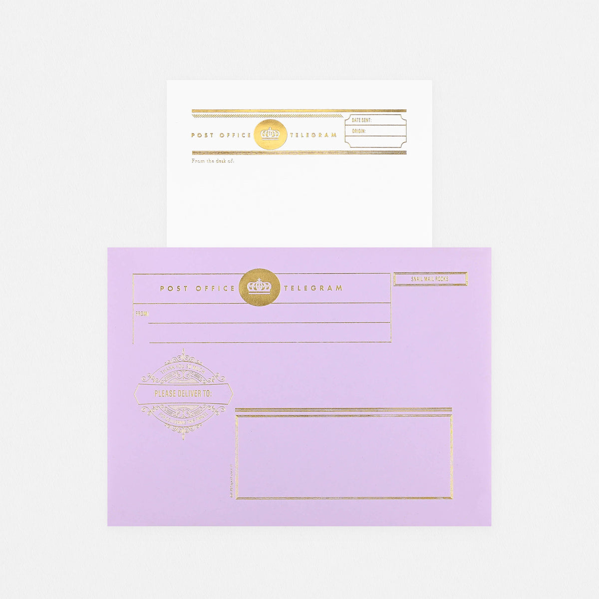 LA Paper Lover Telegram Letter Set Lavender Envelope 