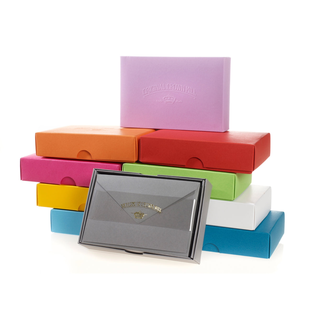 Original Crown Mill Color Vellum Finish Flat Note Cards Boxed Yellow