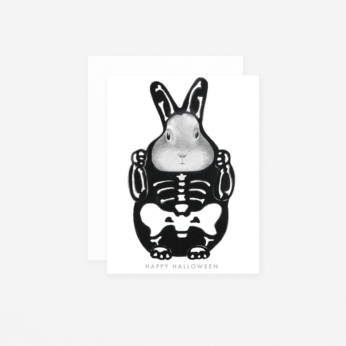 Dear Hancock Skeleton Costume Bunny Halloween Card