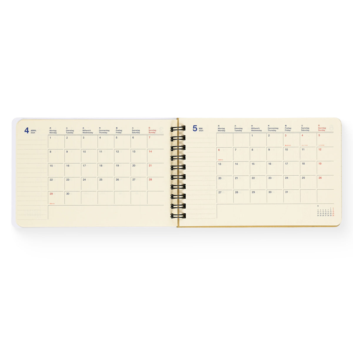 Delfonics Rollbahn 2024 Monthly Planner Horizontal Medium Black 