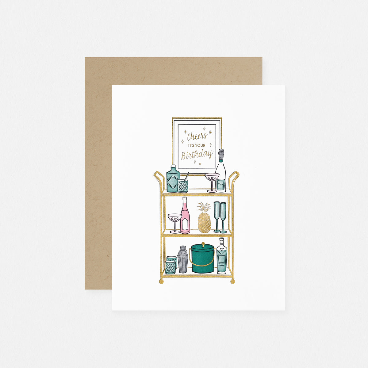 Elum Cheers Bar Cart Birthday Card