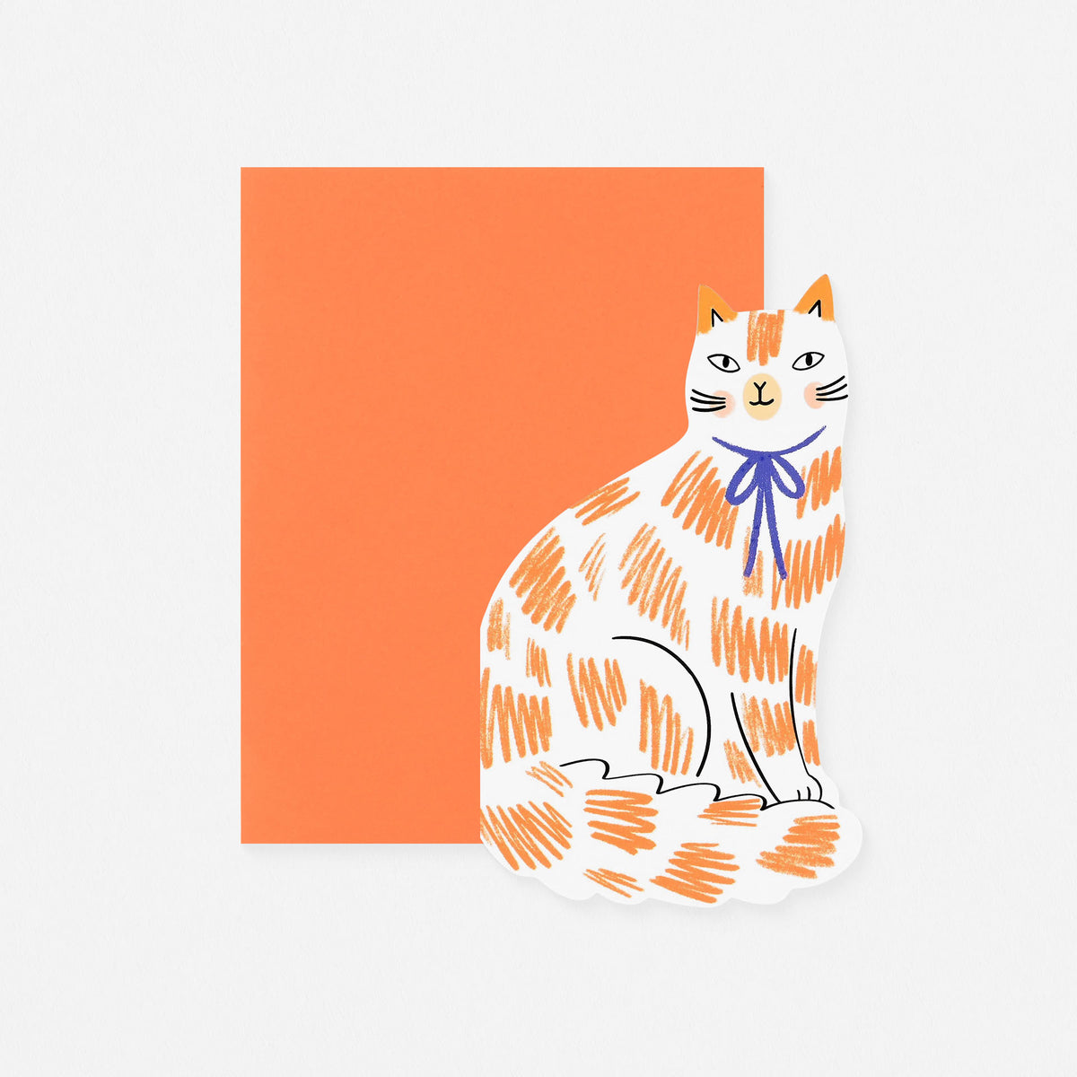 Kitty Kenda Paper Goods Sitting Kitty Ginger Die-Cut Greeting Card 