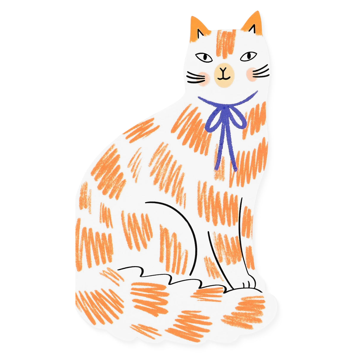 Kitty Kenda Paper Goods Sitting Kitty Ginger Die-Cut Greeting Card 