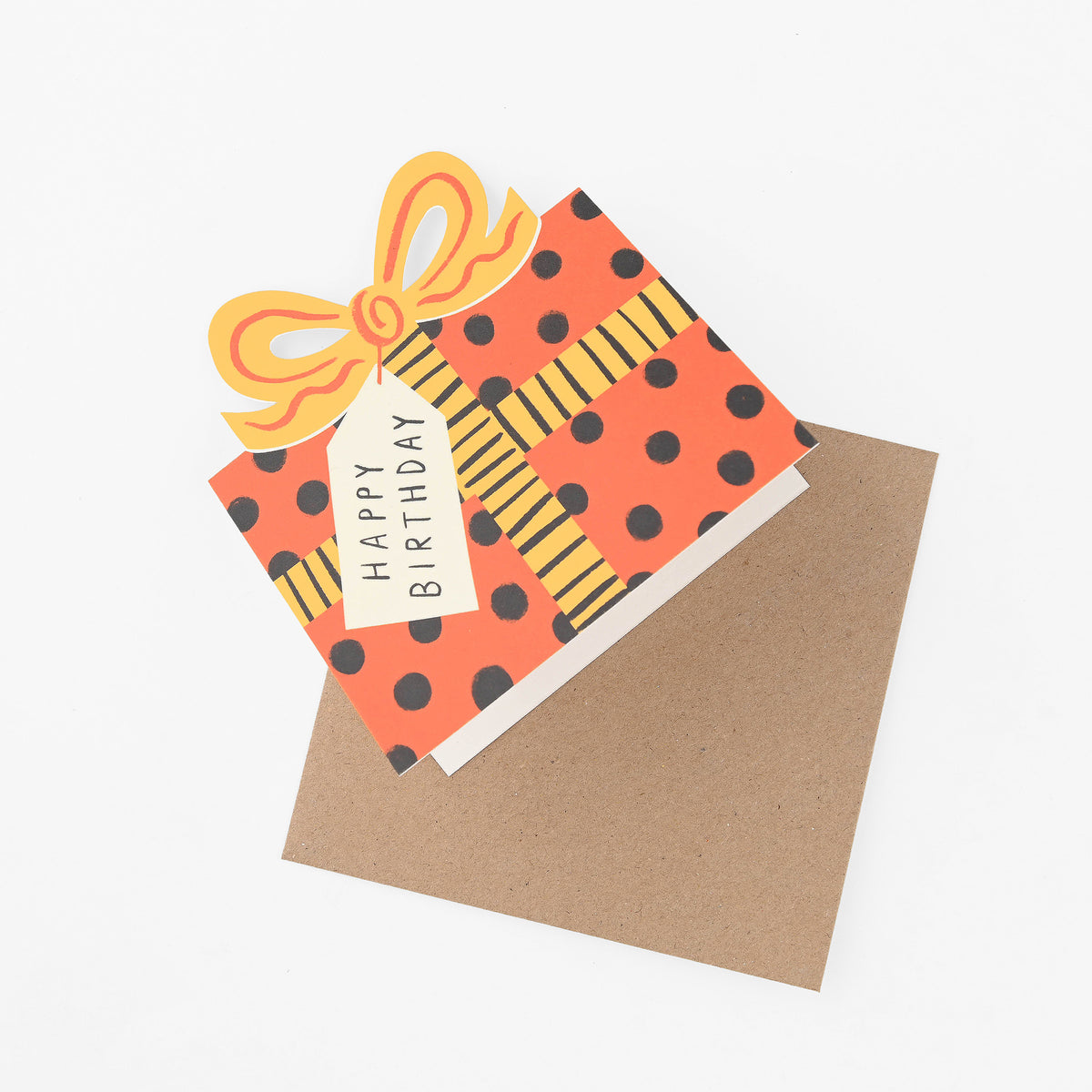 Kitty Kenda Paper Goods Birthday Bow Spot Die-Cut Greeting Card 
