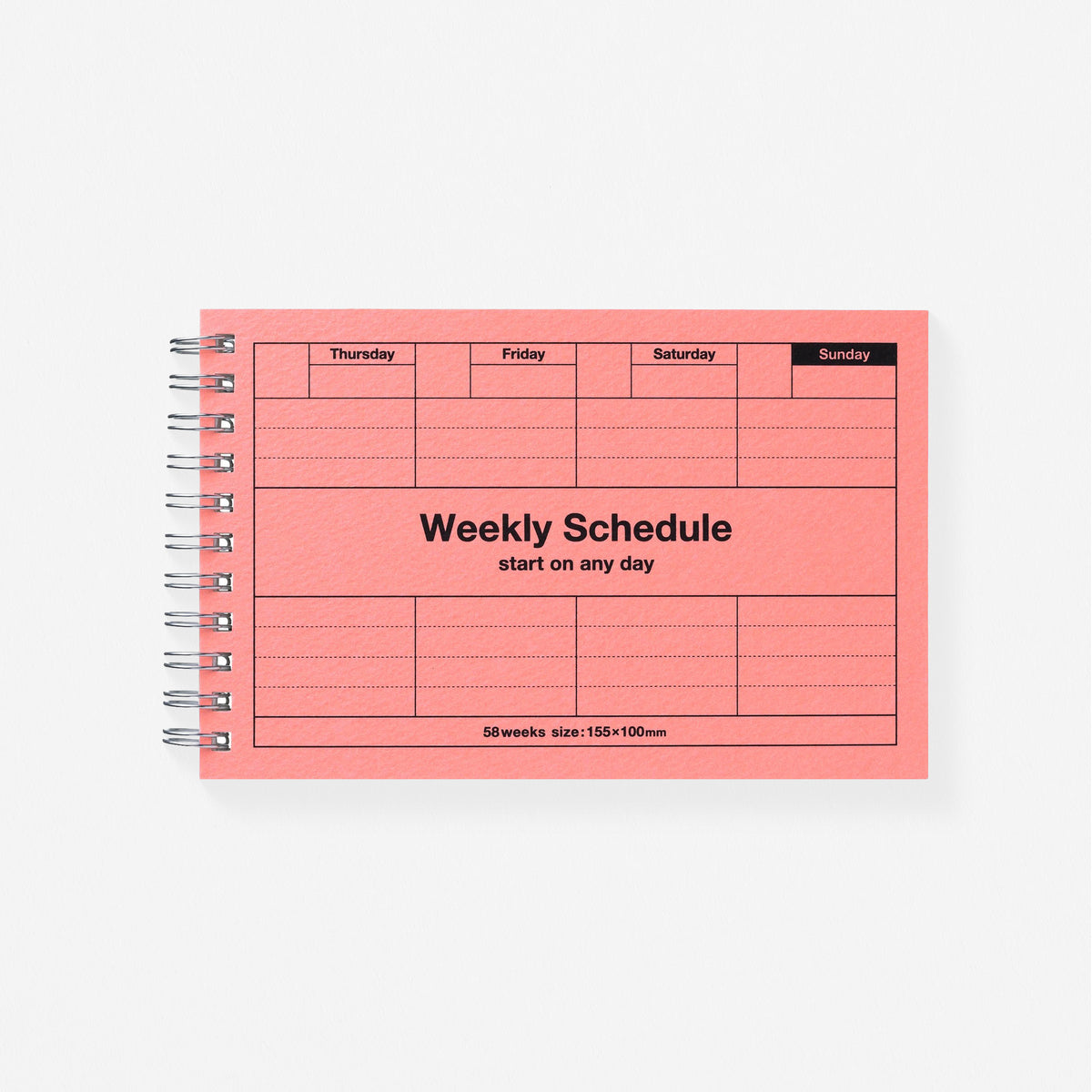 MARK'S Inc. Dayfree Weekly Schedule Undated Planner | 5 Colors Neo Pink