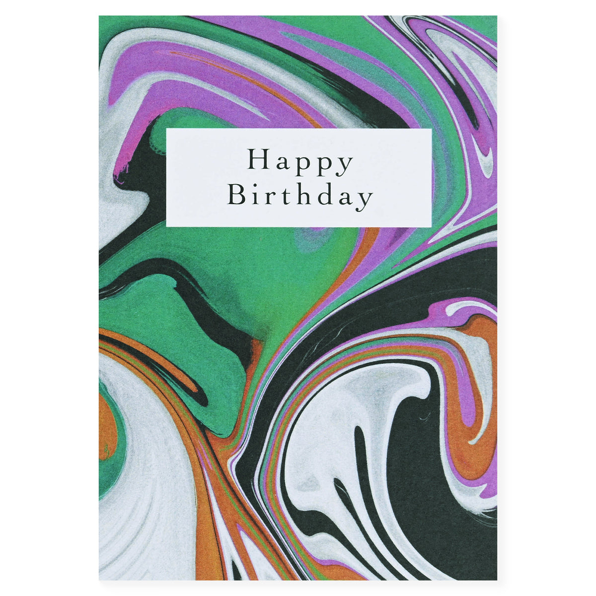 Miscellany Press Marble Multi Green Birthday Card 