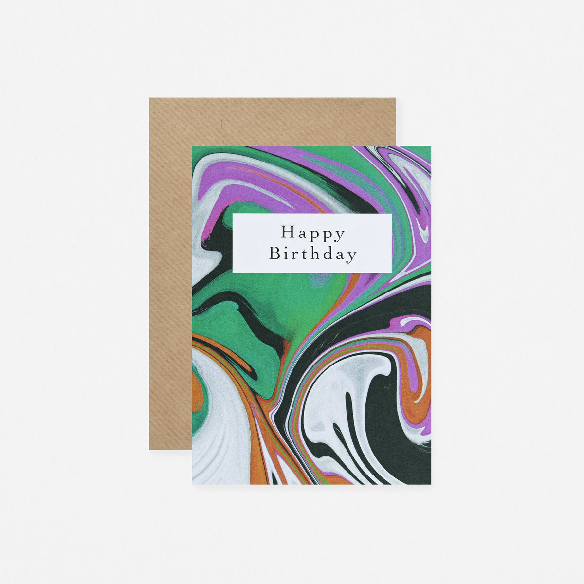 Miscellany Press Marble Multi Green Birthday Card 