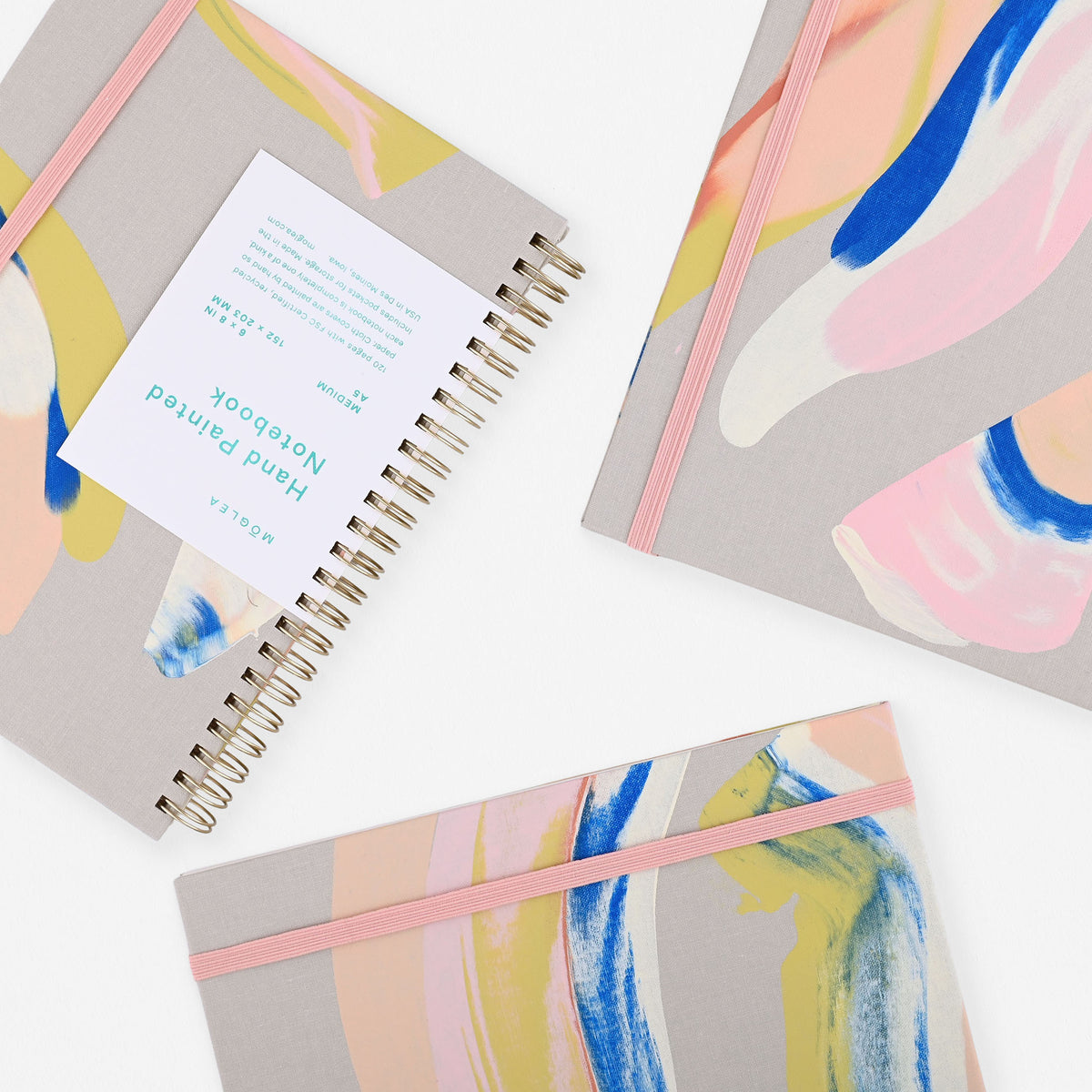 Moglea Citron Hand-Painted Cloth-Covered Lined Notebook A5