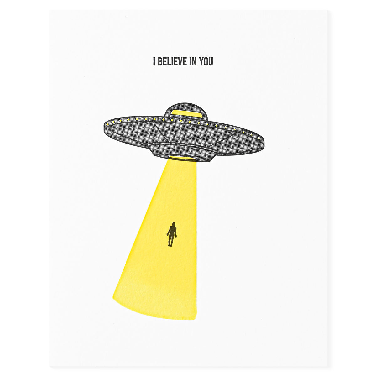 Quick Brown Fox Letterpress UFO Greeting Card 