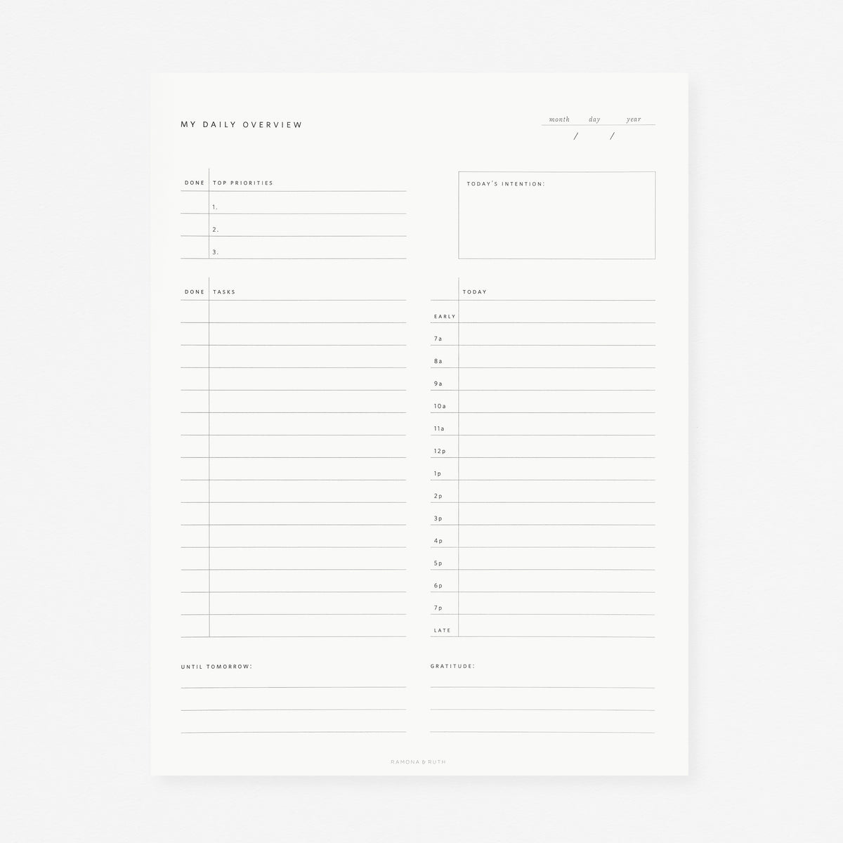 Ramona & Ruth Daily Overview Notepad