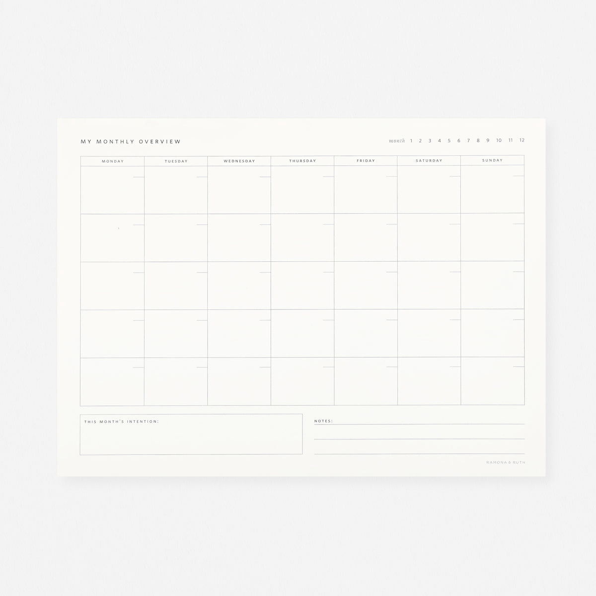 Ramona & Ruth Monthly Overview Notepad