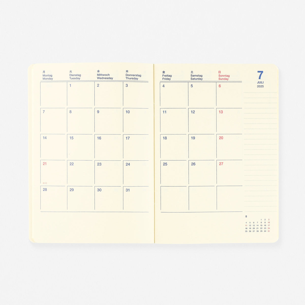 Delfonics Rollbahn 2025 Monthly Planner Notebook Clear B6 Or A5 | Clear Blue, Clear Or Clear Pink 