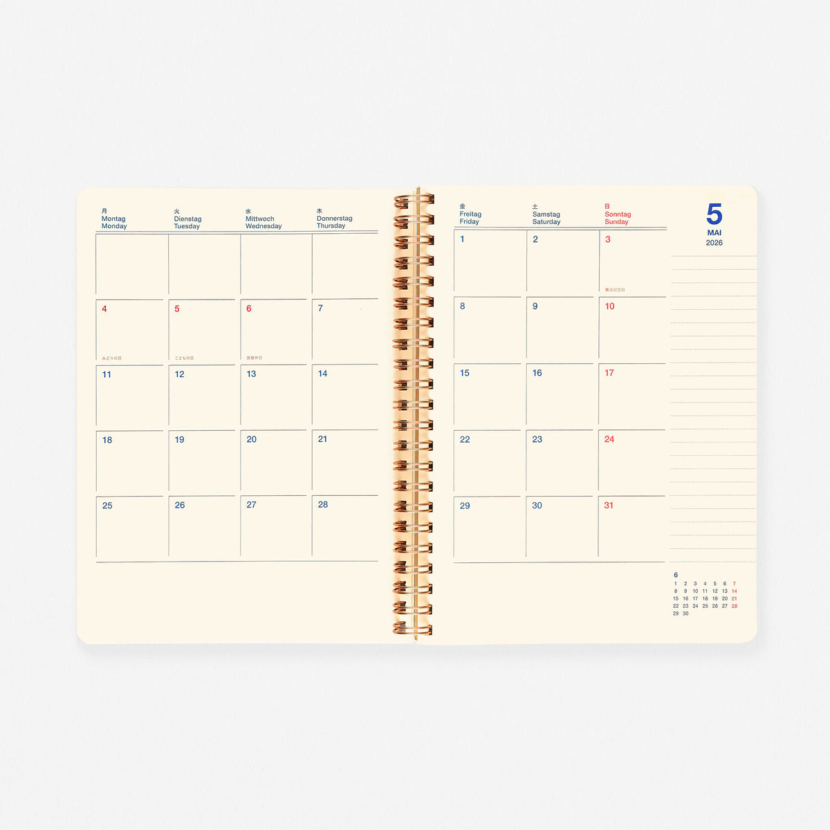 Delfonics Rollbahn 2026 Drop Monthly Planner Brown | Large, A5 Or Extra Large