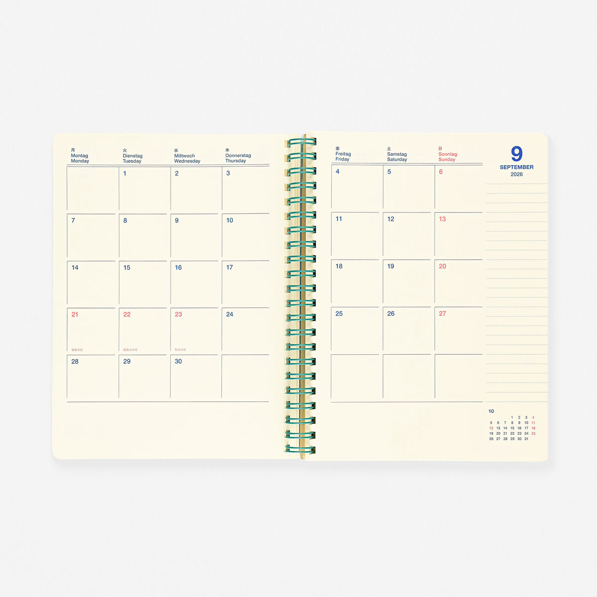 Delfonics Rollbahn 2026 Clear Monthly Planner Green | A5 Or Slim