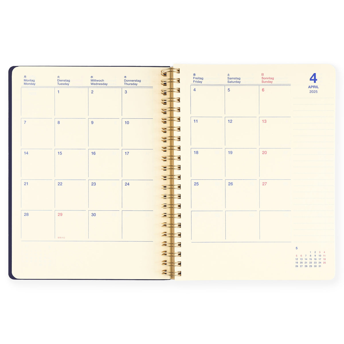 Delfonics Rollbahn 2025 Homme Monthly Planner Dark Blue | Large Or A5 