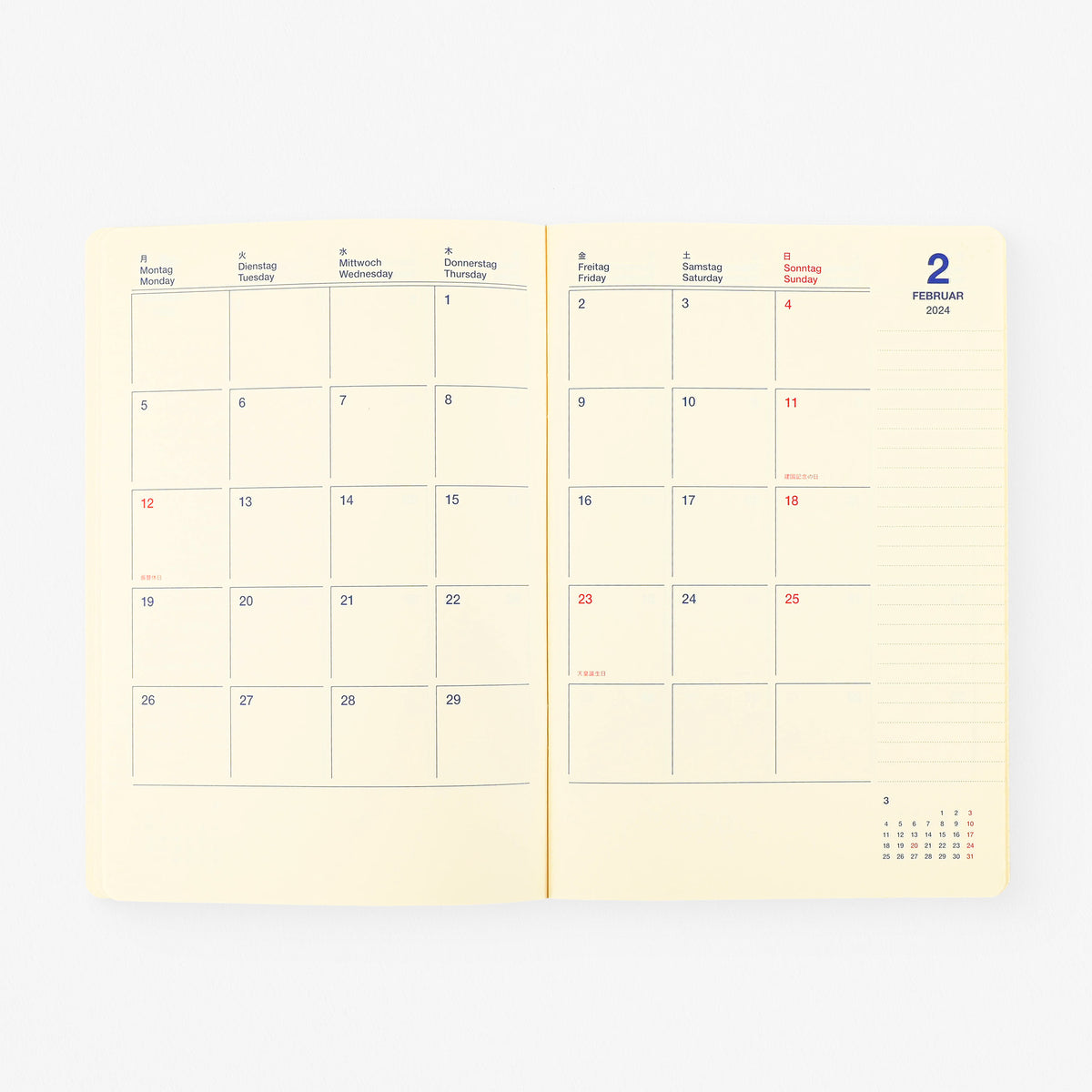 Delfonics Rollbahn 2024 Monthly Planner Note Clear A5 | Clear Pink, Clear Or Clear Blue 
