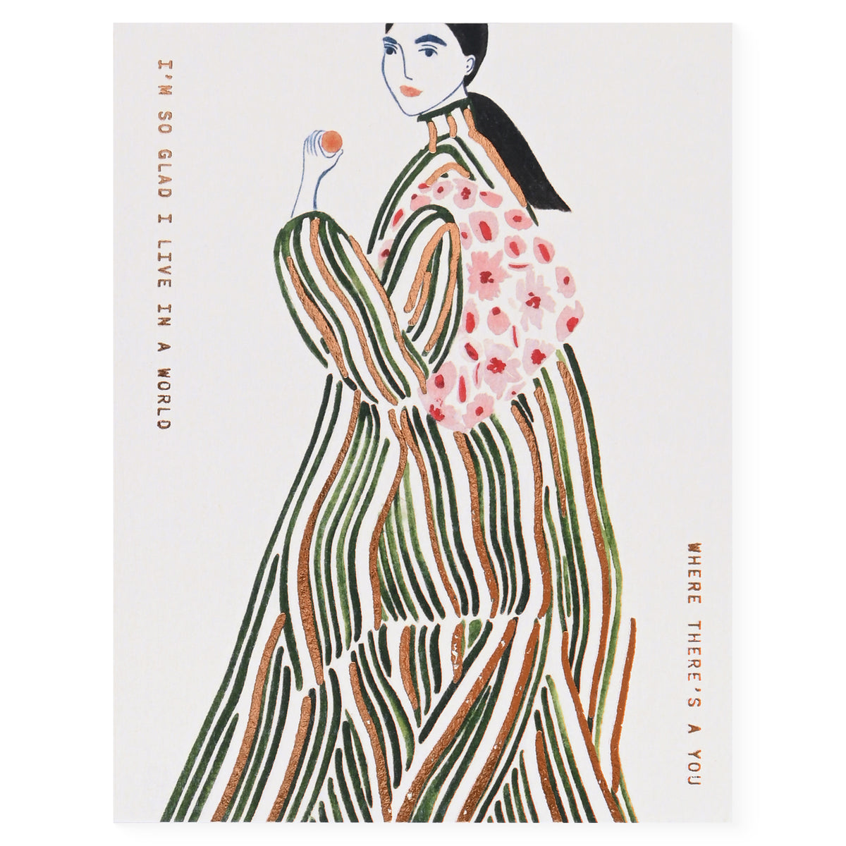 Someday Studio Green Coat Lady Greeting Card 