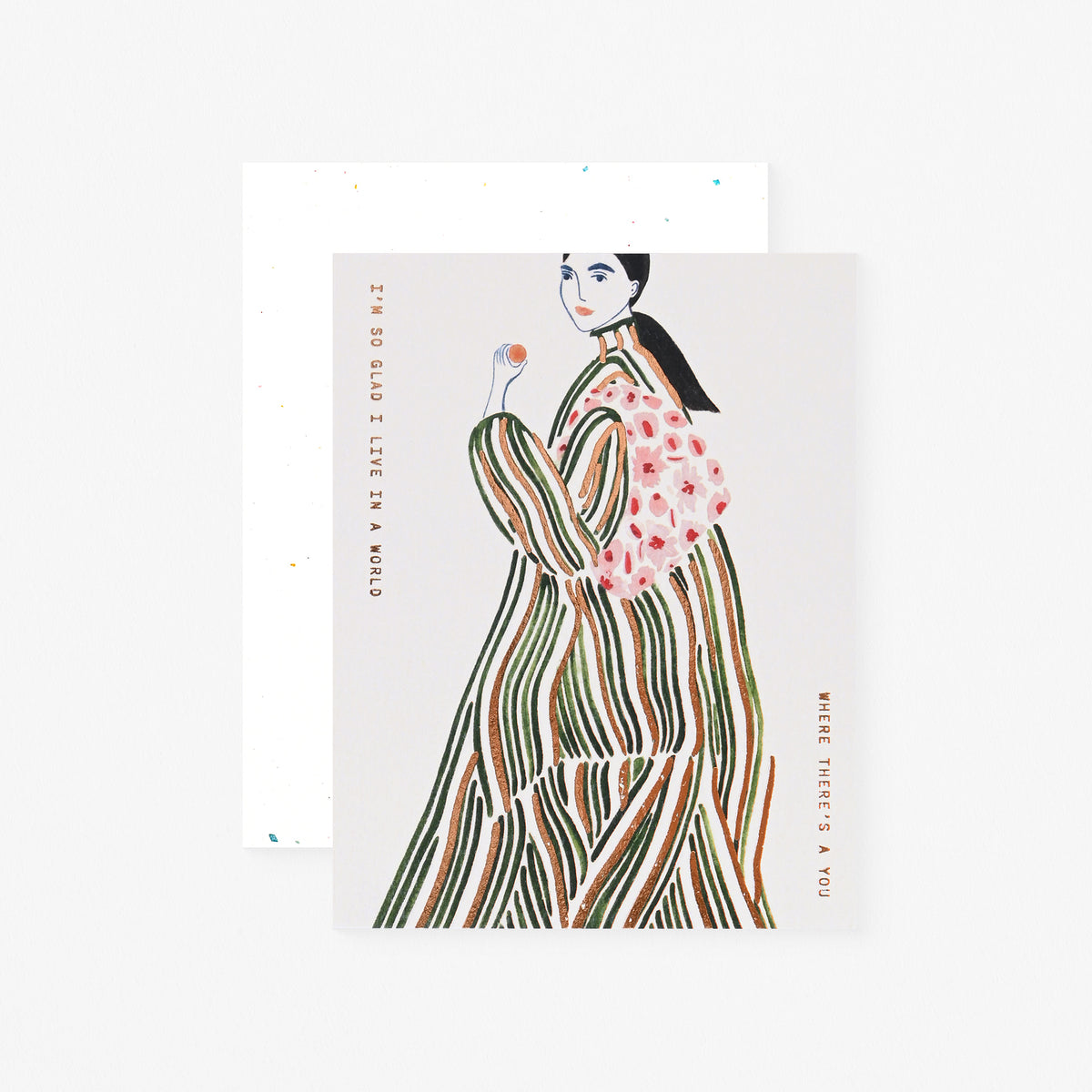 Someday Studio Green Coat Lady Greeting Card 