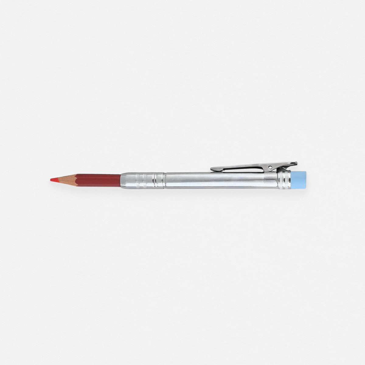 Tohkin Chrome Pencil Extender With Red Or Natural Pencil Red