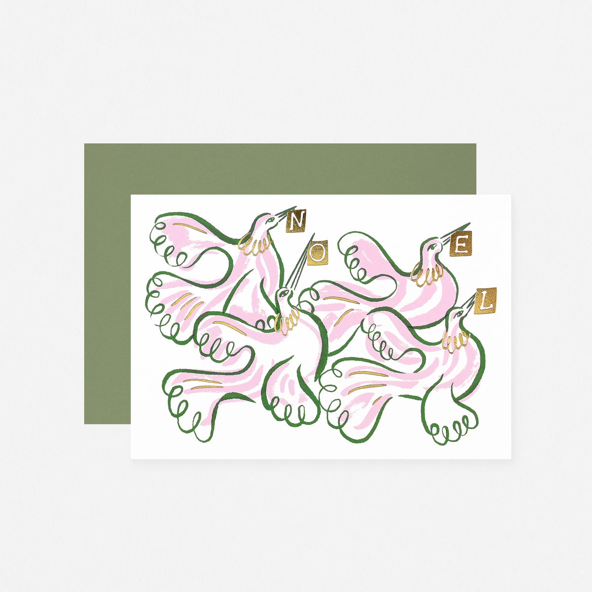 Wrap Noel Doves Holiday Card 