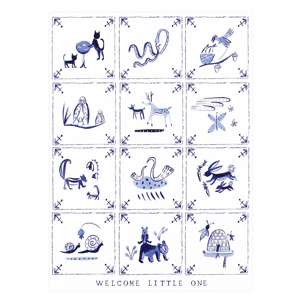 Mr. Boddington's Studio Delft Tiles New Baby Card 