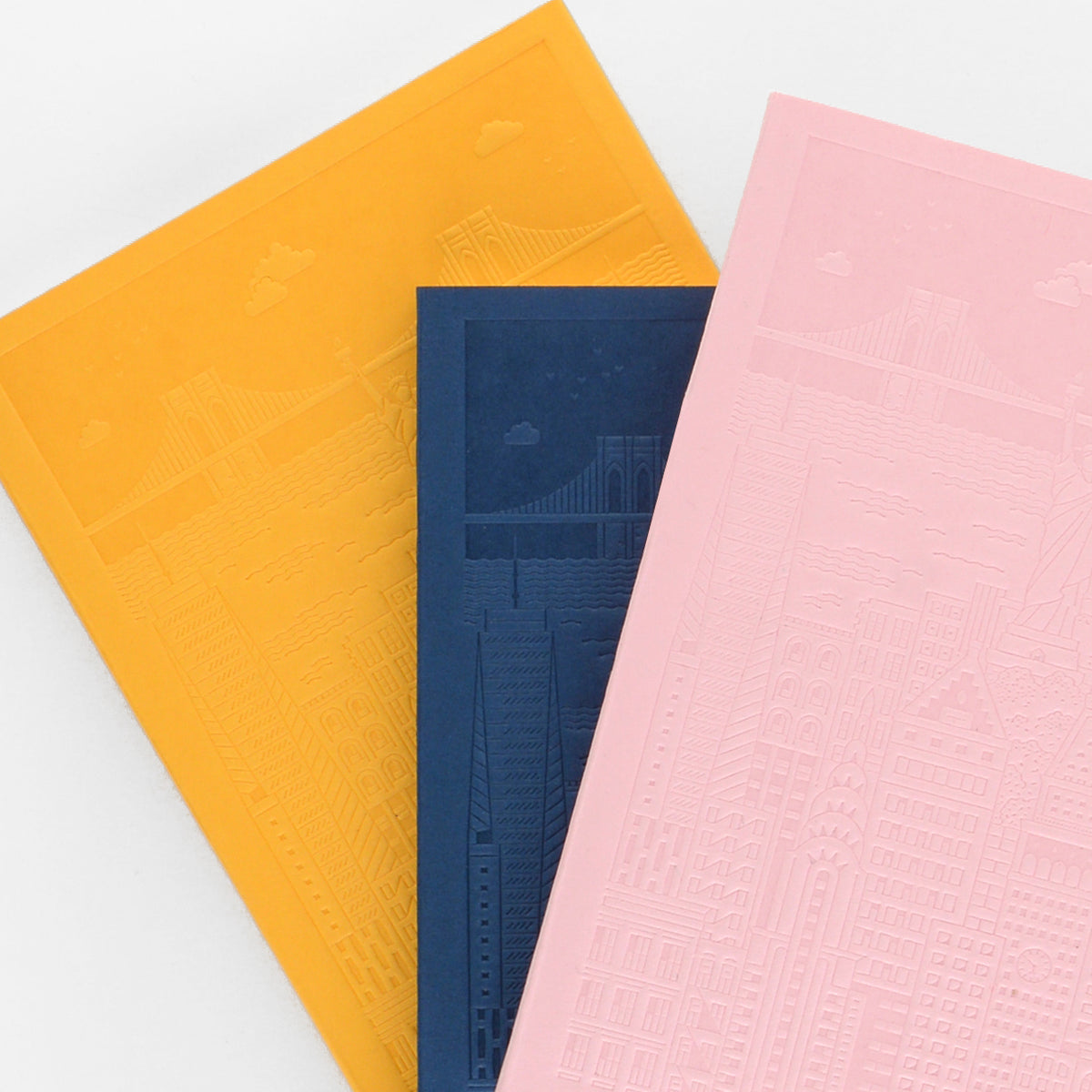 The City Works New York Debossed Blank Notebook | Blue, Pink or Yellow 