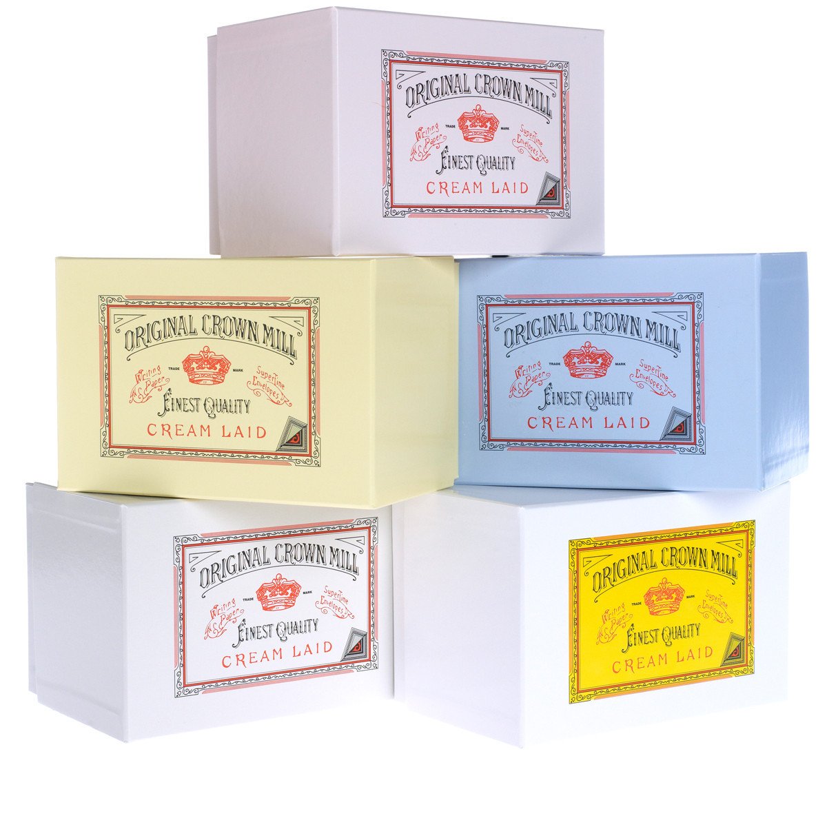 Crown Mill Classic Laid Note Card Presentation Box Blue 