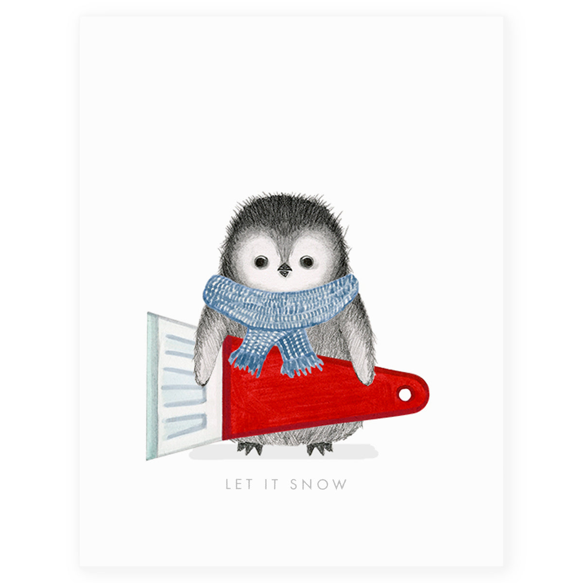 Dear Hancock Penguin With Snow Scraper Holiday Cards Set 