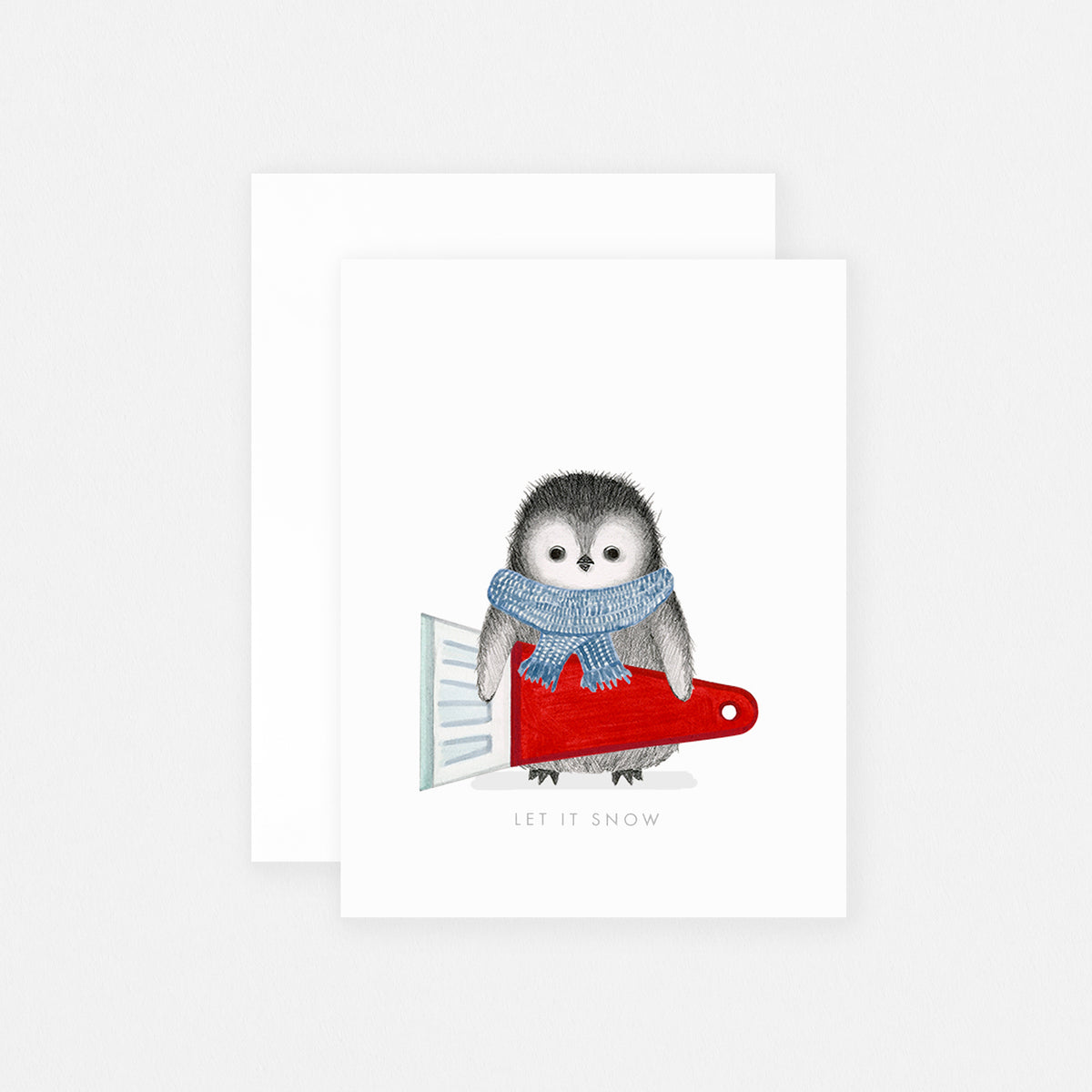 Dear Hancock Penguin With Snow Scraper Holiday Cards Set 