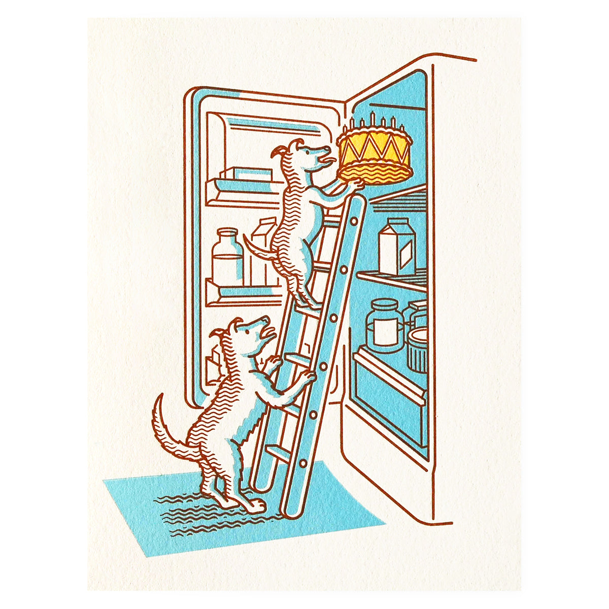Fickle Hill Letterpress Dogs Stealing Cake Birthday Card 