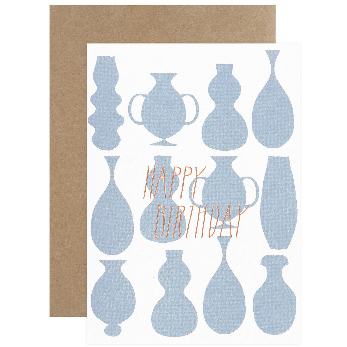 Hartland Cards Happy Birthday Vases With Copper Foil Greeting Card