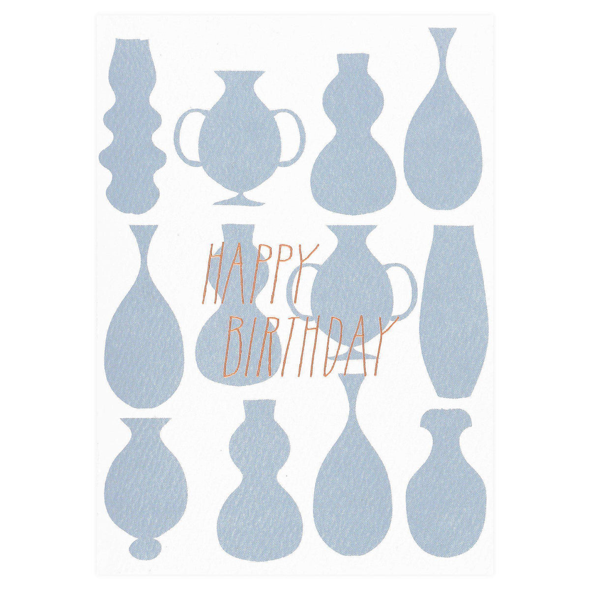 Hartland Cards Happy Birthday Vases With Copper Foil Greeting Card