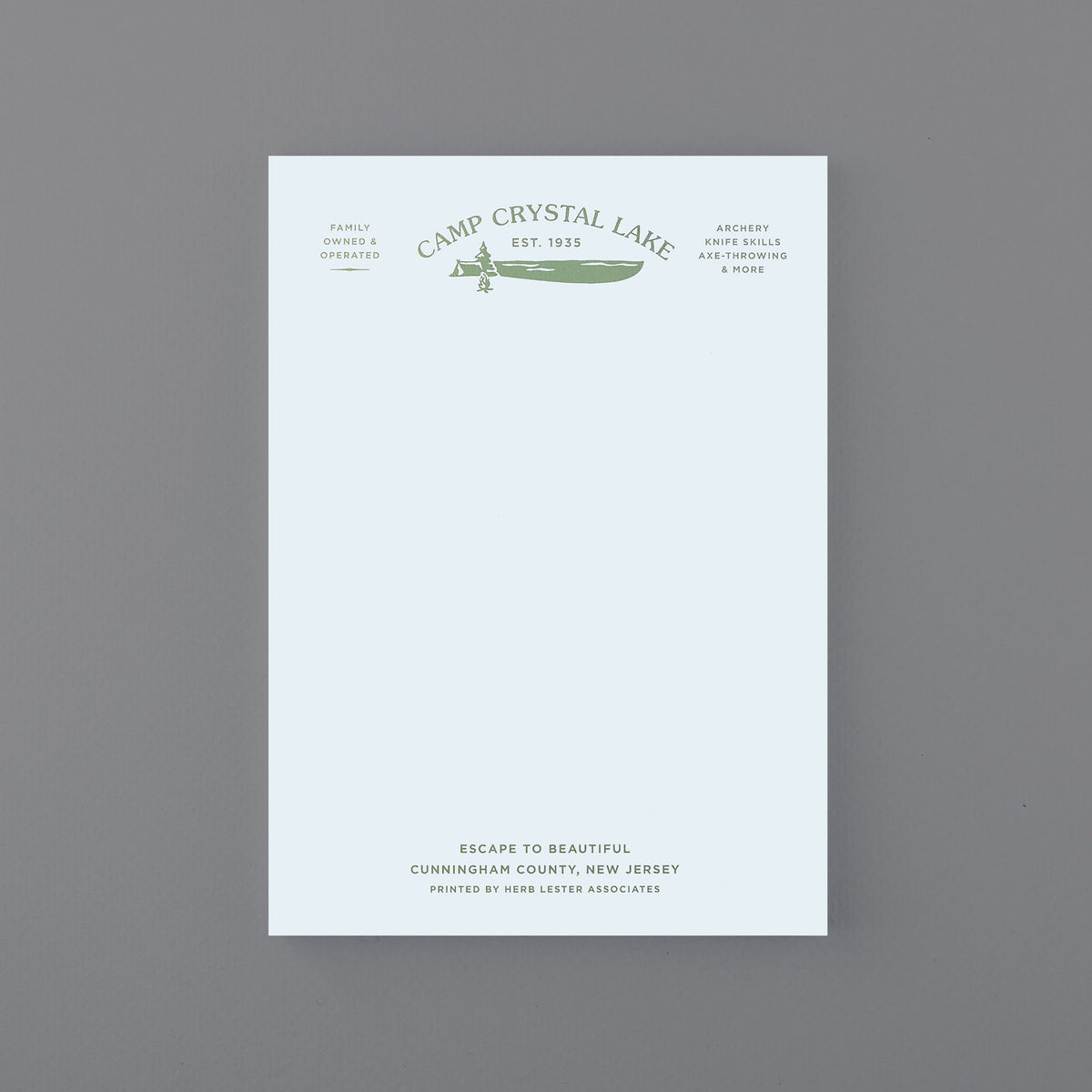 Herb Lester Camp Crystal Lake Friday the 13th Fictional Hotel Notepad Set of 3 or Single 