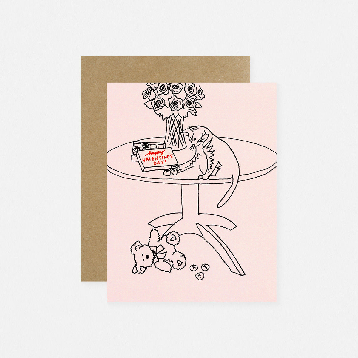 La Familia Green Rude Cat Valentine's Day Card 