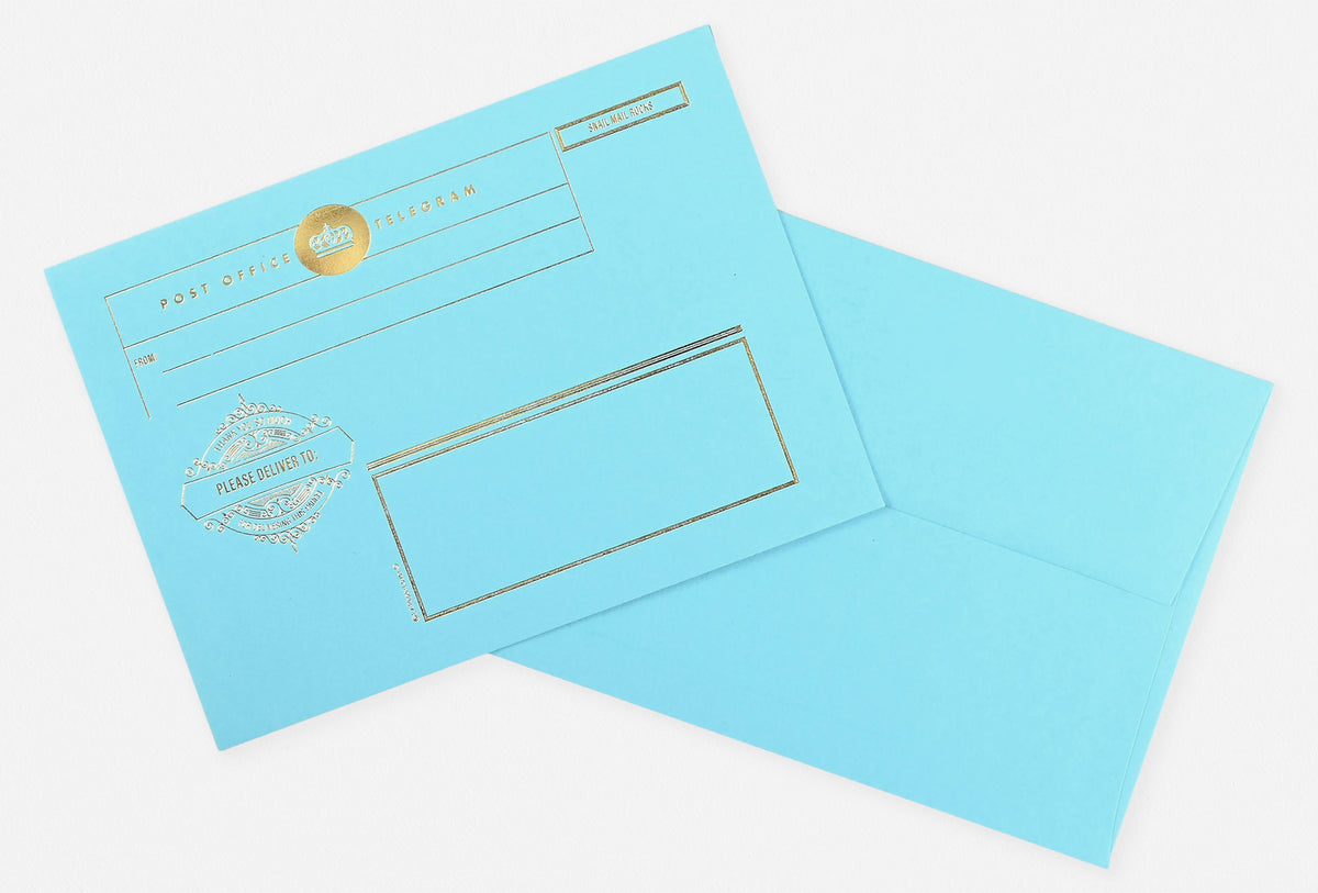 LA Paper Lover Telegram Letter Set Turquoise Envelope 
