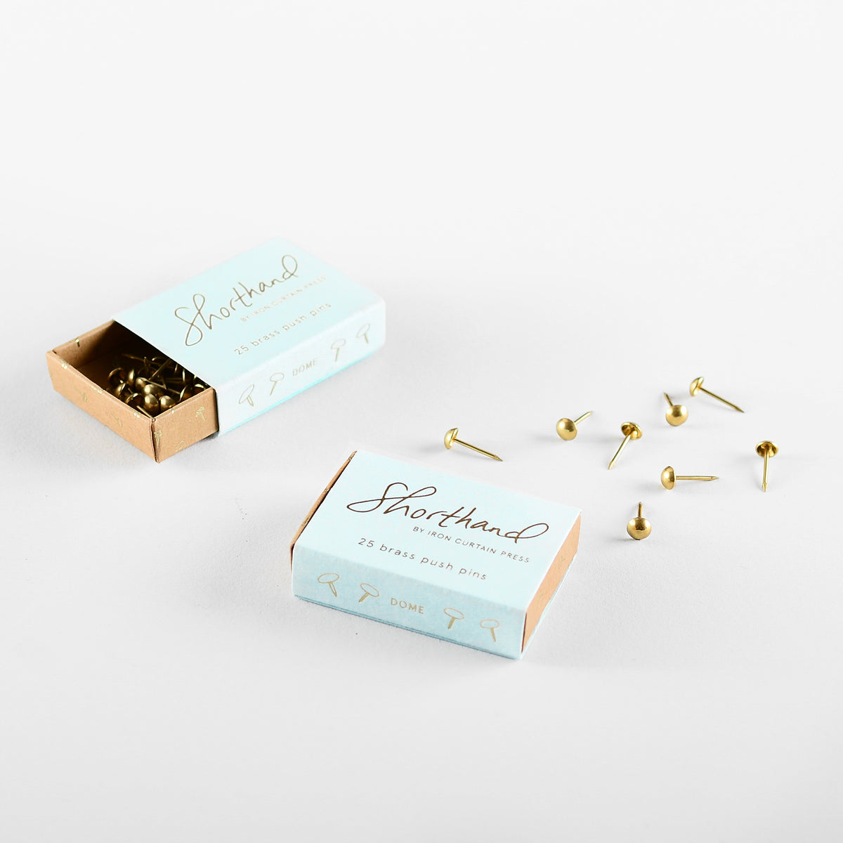 Shorthand Dome Brass Push Pins 
